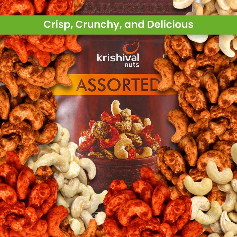 Krishival Assorted Cashews 250g | Pepper, Chilli & Salt | High Protein & Fiber gallery