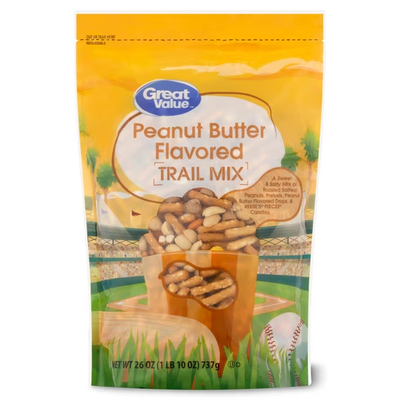 Great Value Peanut Butter Flavored Trail Mix Made with Reese’s Pieces, 26 oz-