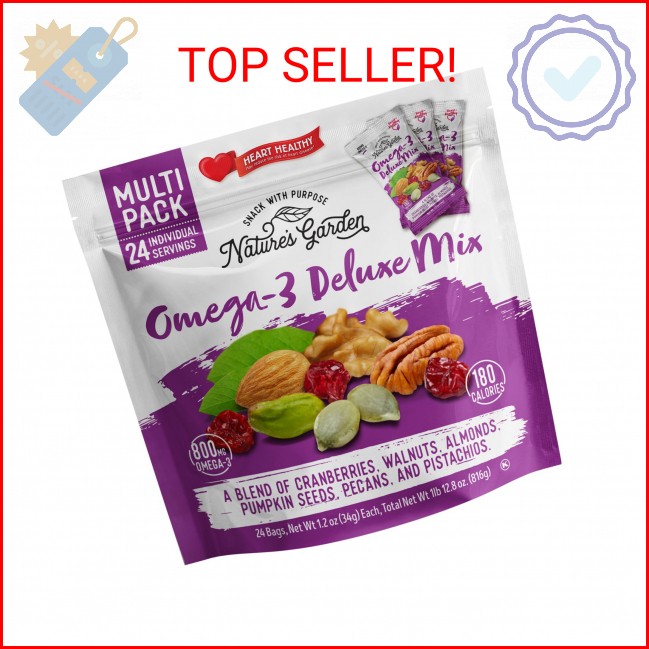 Nature's Garden Omega 3 Deluxe Mix - Trail Mix Nuts, Heart Healthy, Gluten Free,