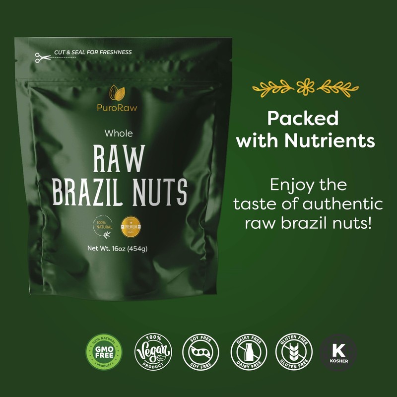 PuroRaw Raw Brazil Nuts 1lb - Unsalted Non-GMO Vegan Snack gallery