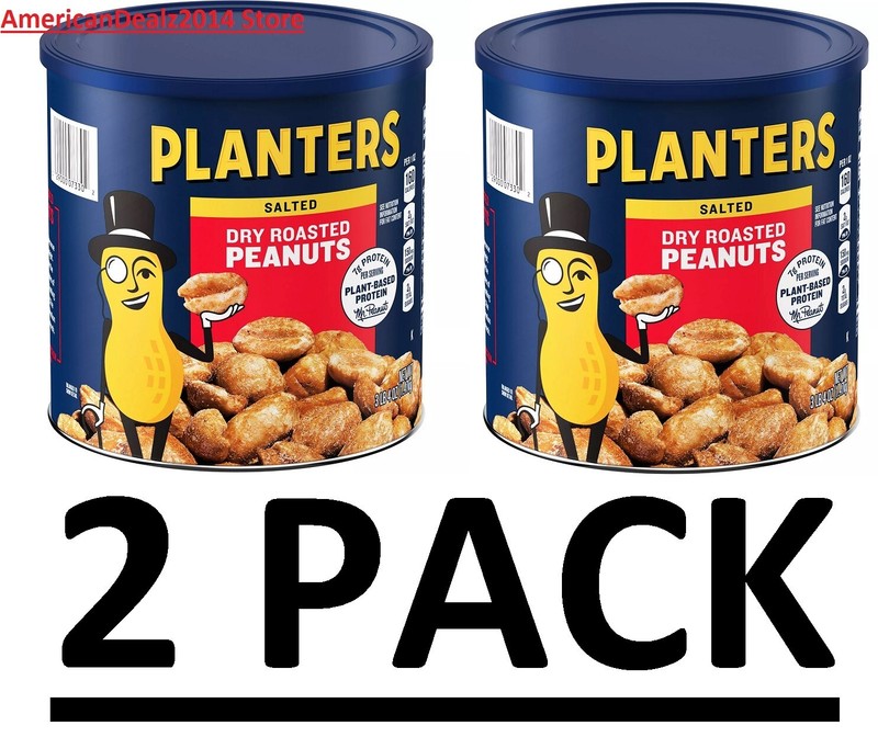2 PACK – Planters Dry Roasted Salted Peanuts Can 52 oz (Total 104 oz) FREE SHIP!