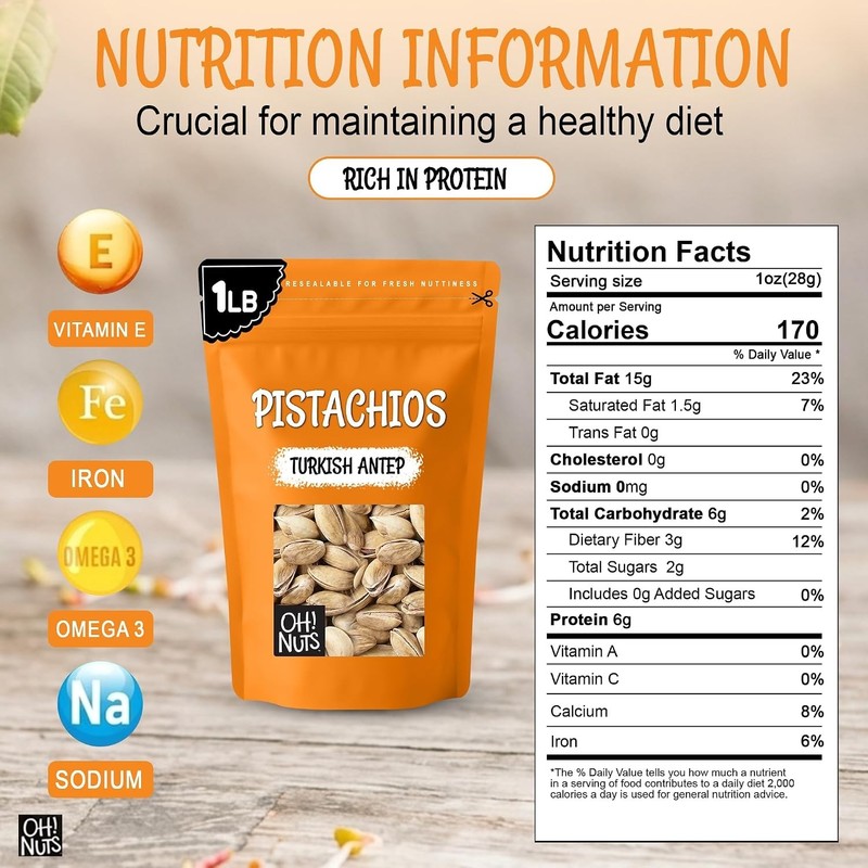 1 lb Roasted Turkish Antep Pistachios - Zip-Seal Bag gallery