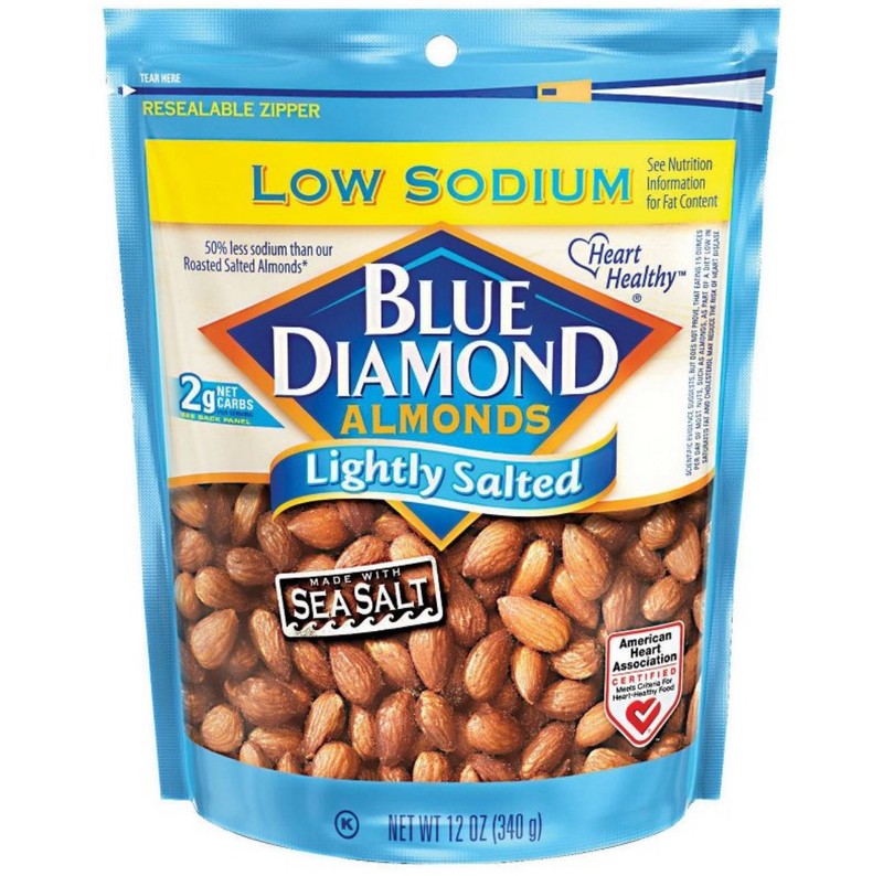 🟠 New Blue Diamond Lightly Salted Roasted Sweet Crunchy Snack Almonds 12oz