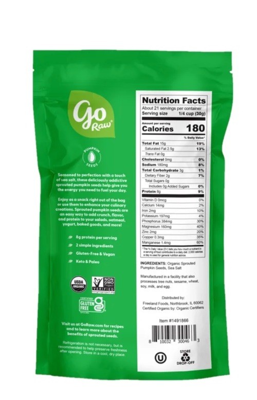 Go Raw Sprouted Organic Pumpkin Seeds with Sea Salt, 22 oz gallery