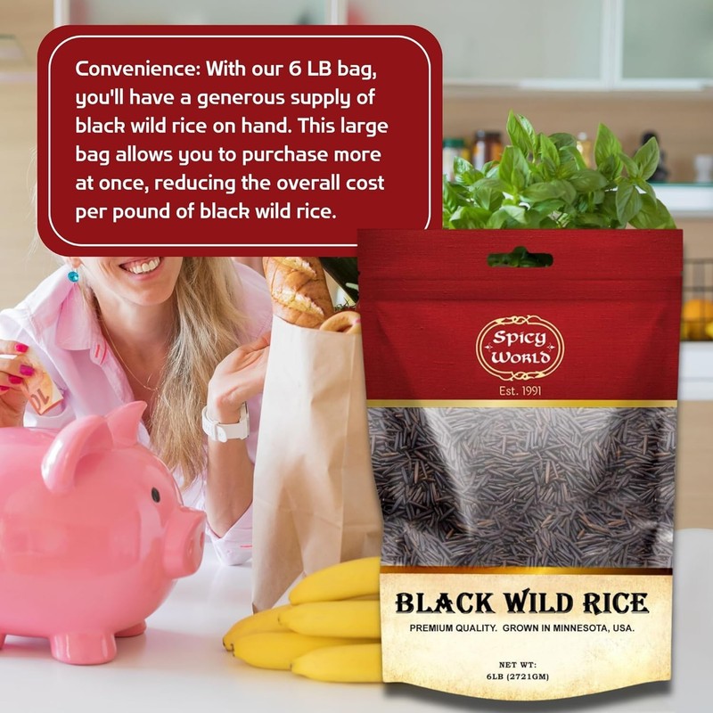 Minnesota Grown Black Wild Rice 6 Pound Bag - Quality, All Natural - by gallery
