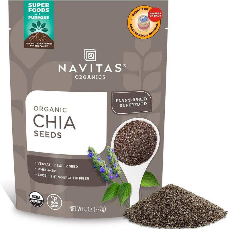 Navitas Organics Chia Seeds, 8 oz. Bag, 19 Servings – Organic, Non-GMO, Gluten-F