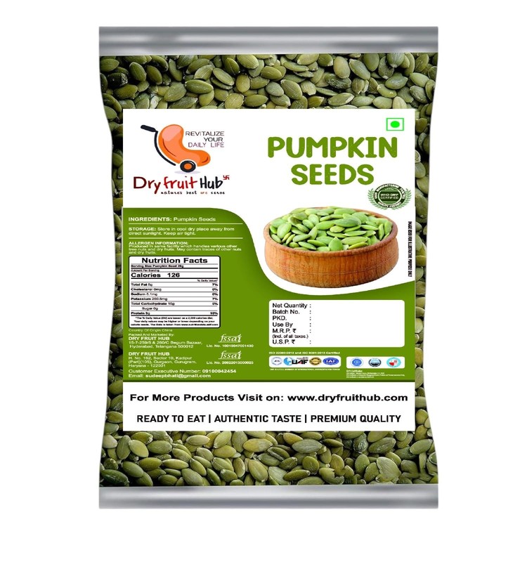 Dry Fruit Hub Raw Pumpkin Seeds 1kg | Protein & Fiber | Healthy Diet Snack