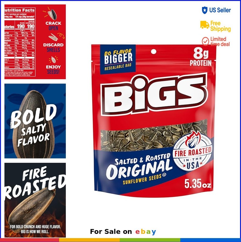 Salted Roasted Sunflower Seeds 5.35 Ounce Pack of 12 Resealable Bags Keto