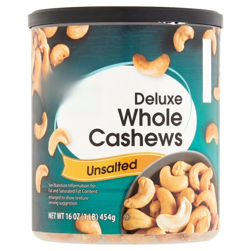 Deluxe Whole Cashews, Unsalted, 16 oz
