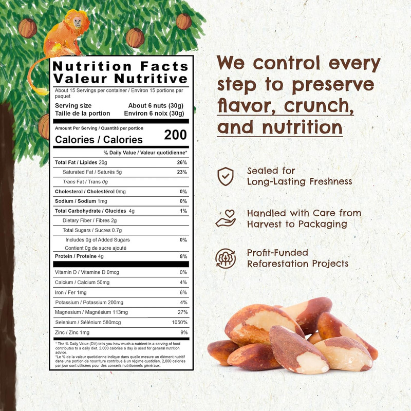 Snack the True Organic Brazil Nuts 15 Oz – Raw and Unsalted – Kosher – Healthy-R gallery
