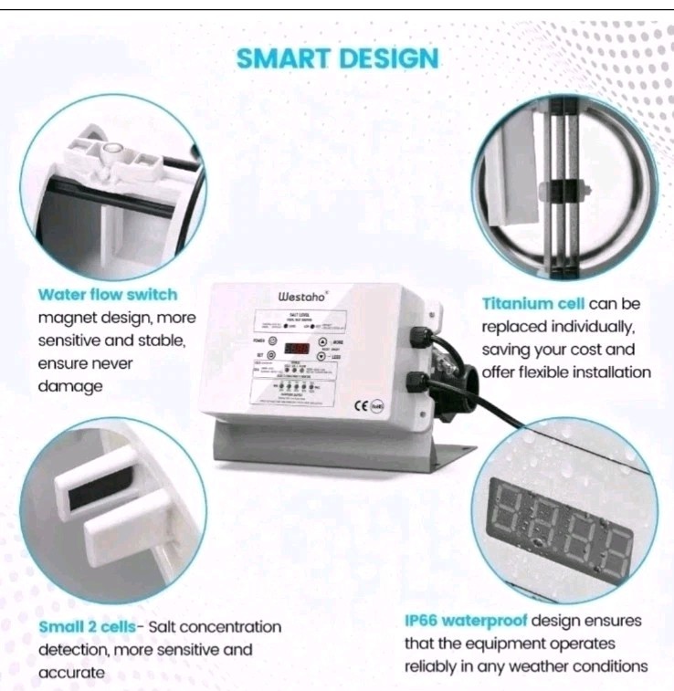Westaho HSCG-09 Pool Saltwater Chlorine Generator Titanium Cell System Unit New gallery
