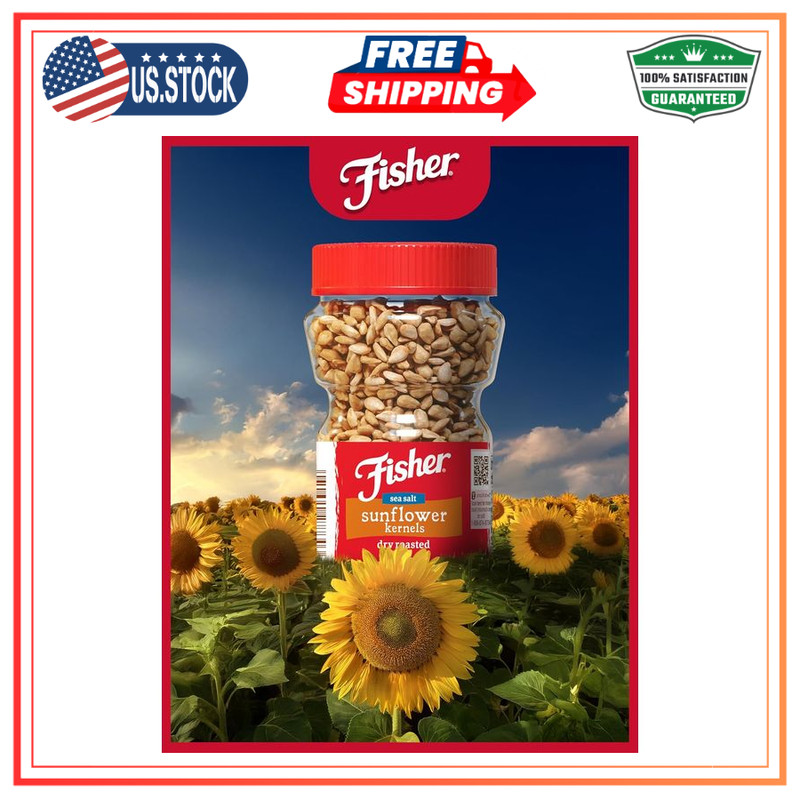 Fisher Dry Roasted Sunflower Seeds Sea Salt 7.25 oz Gluten Free No Sugar Added gallery