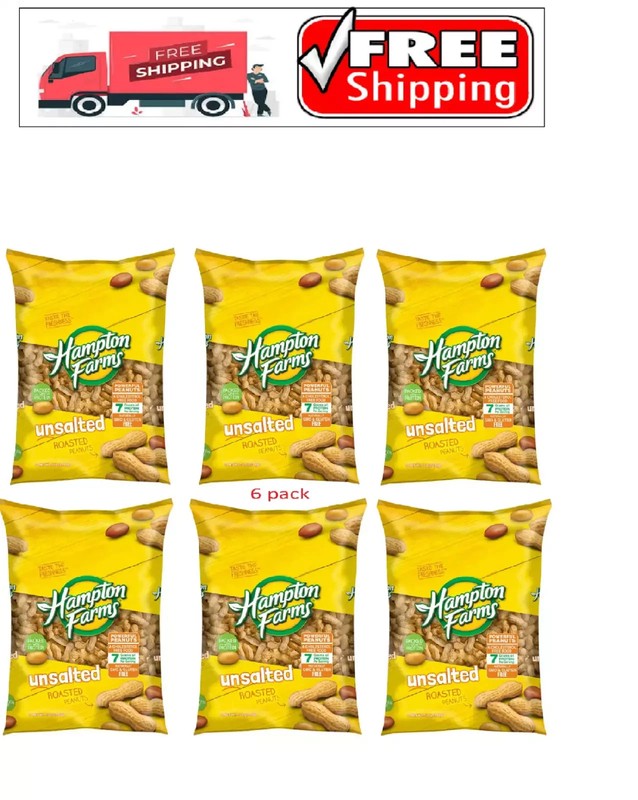 6-pack Hampton Farms Unsalted In-Shell Peanuts (5 lbs.)