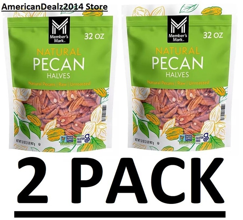 2 PACK - Member's Mark Natural Pecan Halves 2 lbs (Total 4 lbs) FRESH!!