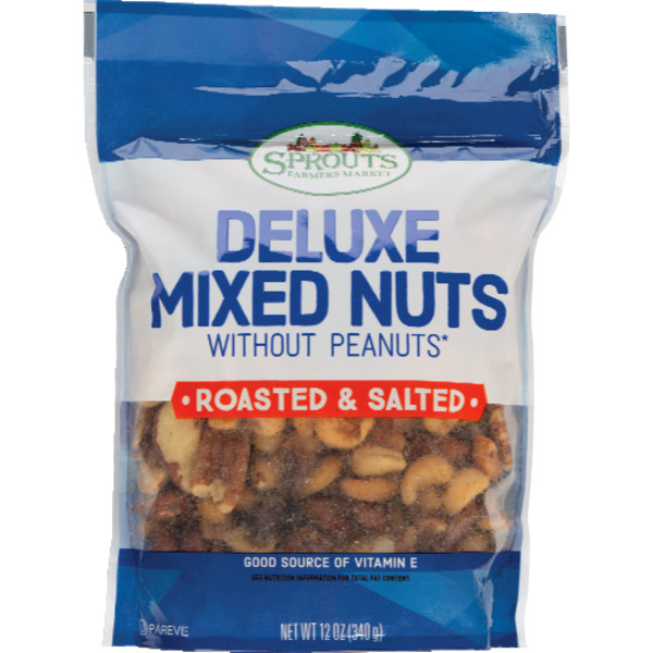 Sprouts Roasted Salted Deluxe Mixed Nuts With Out Peanuts 12 oz