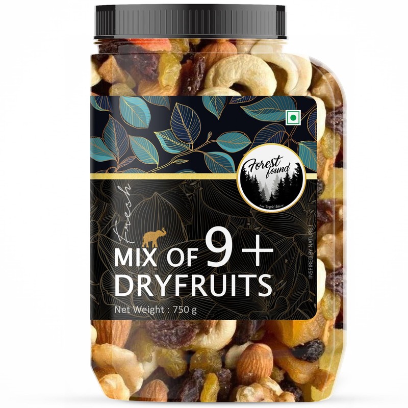 Forest Found Healthy Nuts Mix 750g|9+ Premium Dry Fruits Blend for Daily Snack