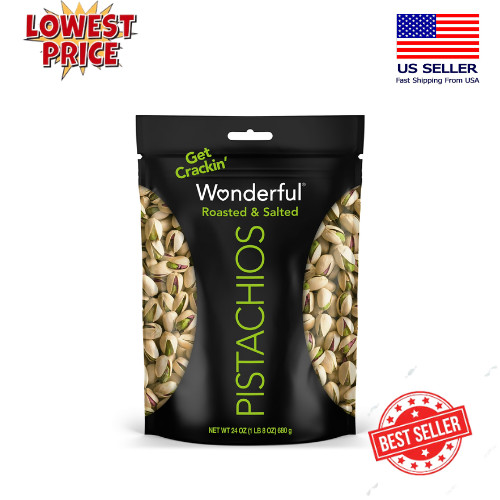 Wonderful Pistachios In-Shell Roasted & Salted Nuts, 24 Ounce Bag