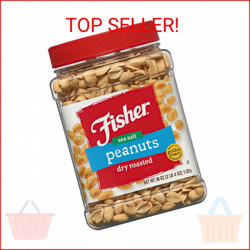 Fisher Snack Sea Salt Dry Roasted Peanuts, 36 Ounces, No Artificial Colors or Fl