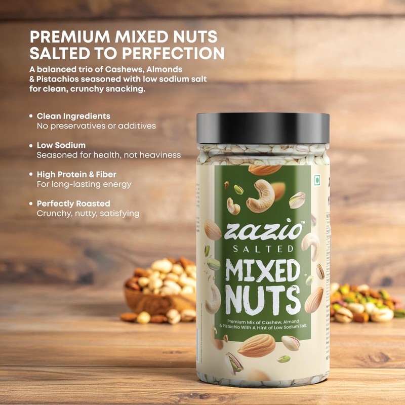 Zazio Salted Mixed Nuts 2x250g | Premium USA Almonds, Cashews & Pistachios gallery