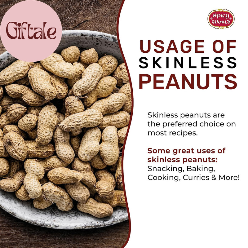 Skinless Peanuts, Blanched Raw Peanuts (Uncooked, Unsalted) 4 Pound (64Oz) ~ All gallery