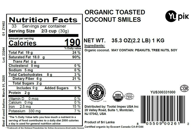 Organic Toasted Coconut Smiles, 2.2 Lb (35.2 Oz), Non-Gmo, Vegan, Gluten-Free, K gallery