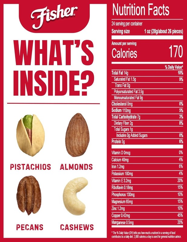 Fisher Oven Roasted Never Fried Deluxe Mixed Nuts, 24 Ounces (Pack of 1), Almond gallery