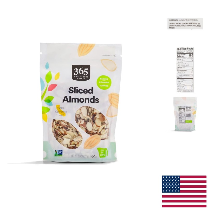Sliced Almonds (8 Ounces) – Gourmet Unsalted, Snack & Cooking Ingredient