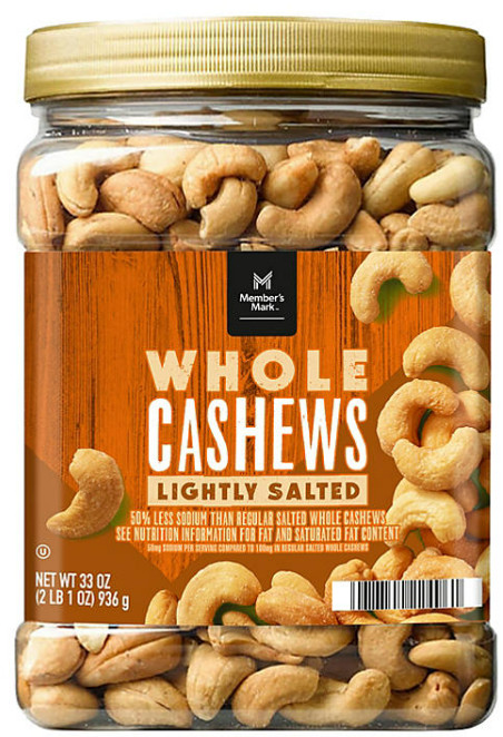 Member’s Mark Lightly Salted Whole Cashews (33 oz) – free shipping