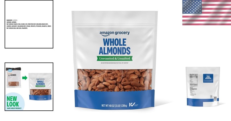 48 Oz Bag of Unroasted Unsalted Whole Almonds - Nutritious Delight gallery