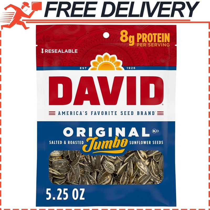 DAVID SEEDS Roasted Salted Original Jumbo Sunflower Seeds, Keto, 5.25 Oz, 12 pk