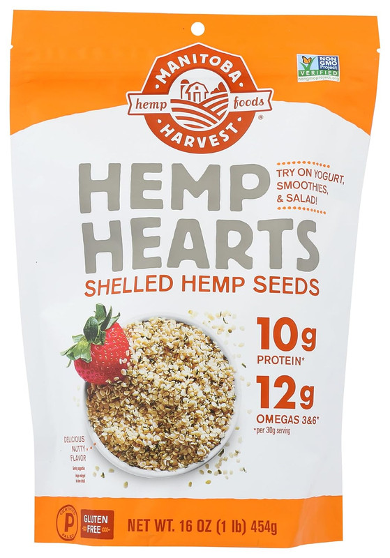 Manitoba Harvest Hemp Hearts Raw Shelled Hemp Seeds, 1Lb; with 10G Protein & 12G