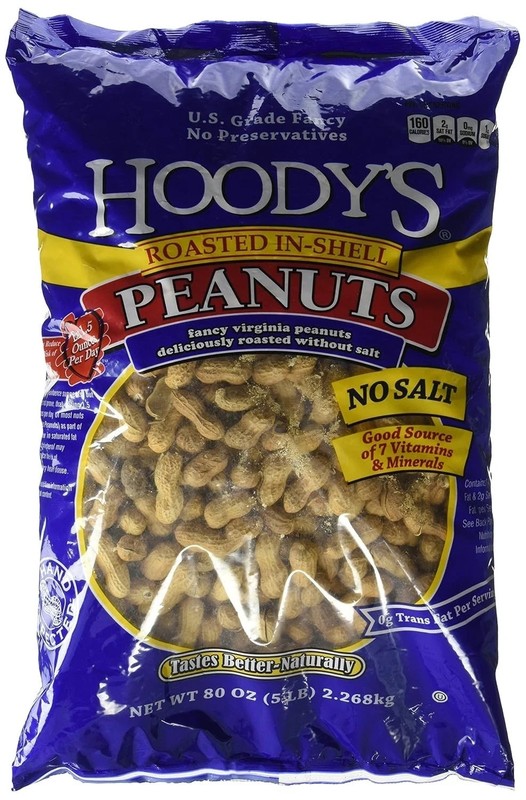 Hoody’s Unsalted In-Shell Peanuts 5 lb Classic Roast Bulk Snack Nuts