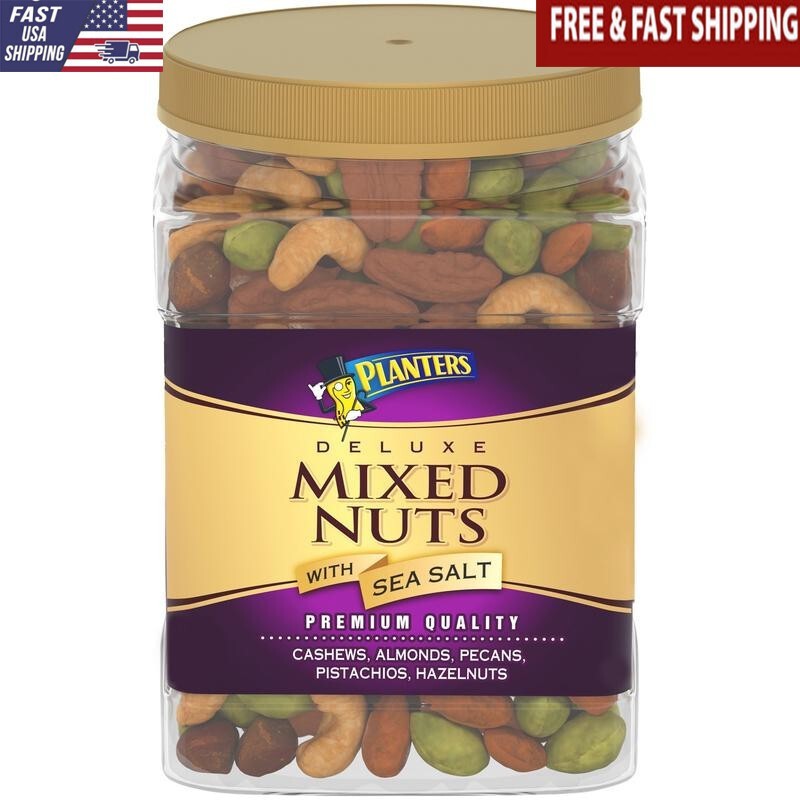 Delicious Salted Mixed Nuts Plant-Based Protein Kosher Party Snack 34oz New