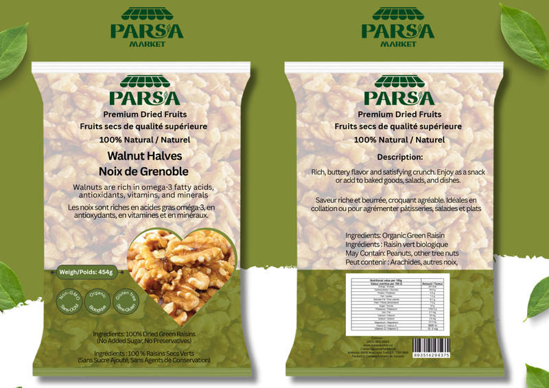 Parsa Market Walnut Halves Hand Picked 100% Pure Natural Organic