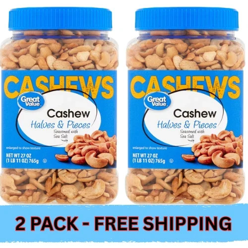 Great Value Cashew Halves & Pieces, 27 oz (PACK OF 2)
