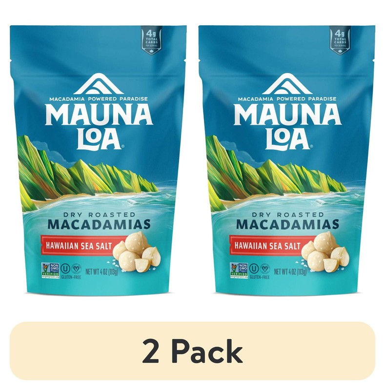 (2 pack) Mauna Loa Hawaiian Sea Salt Macadamias, Gluten-Free, Keto Friendly,4 oz
