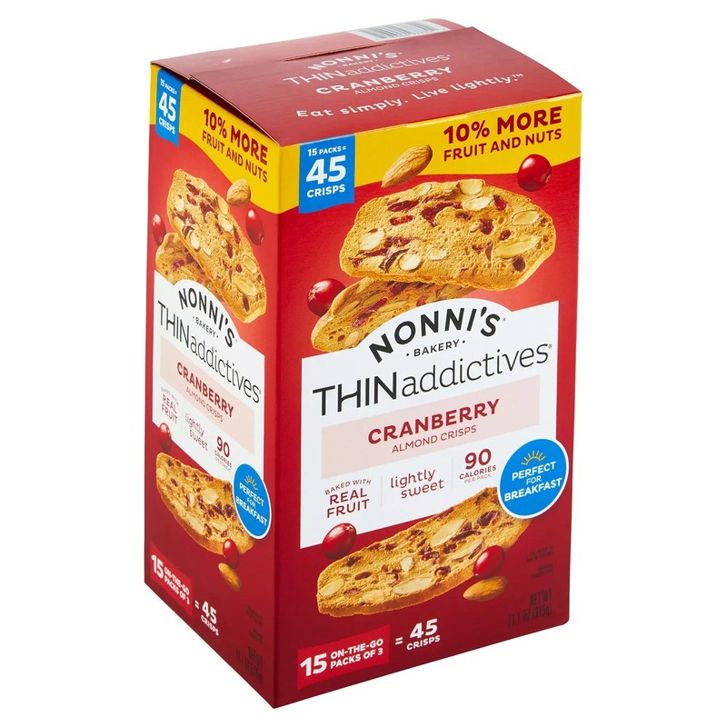 3 Pack - Nonni's THINaddictives Cranberry Almond Crisps 15 pk. gallery
