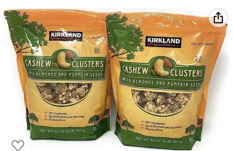 2 Packs Kirkland Signature Cashew Clusters 32 oz Each Pack