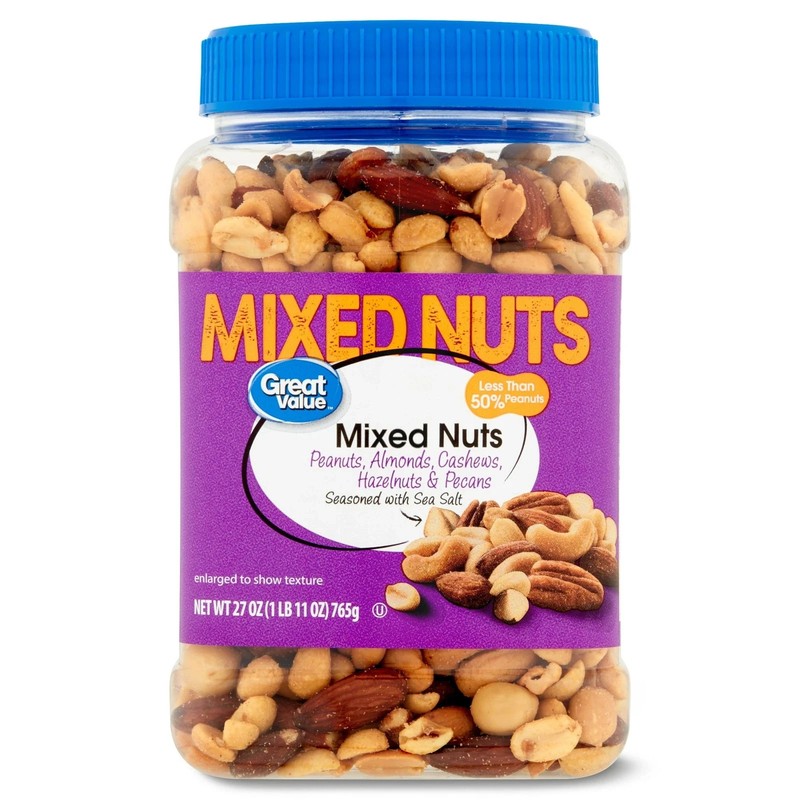 Great Value Mixed Nuts with Peanuts, 27 oz Free Shipping, New.