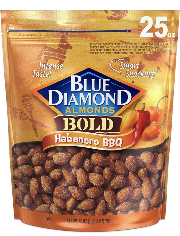 Blue Diamond Almonds Habanero BBQ Flavored Snack Nuts 25 Oz Resealable Bag Pack