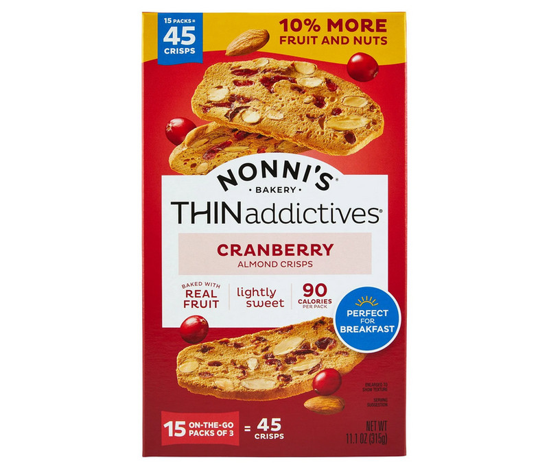 Nonni’s THINaddictives Cranberry Almond Crisps 15 Pack – Light & Crispy