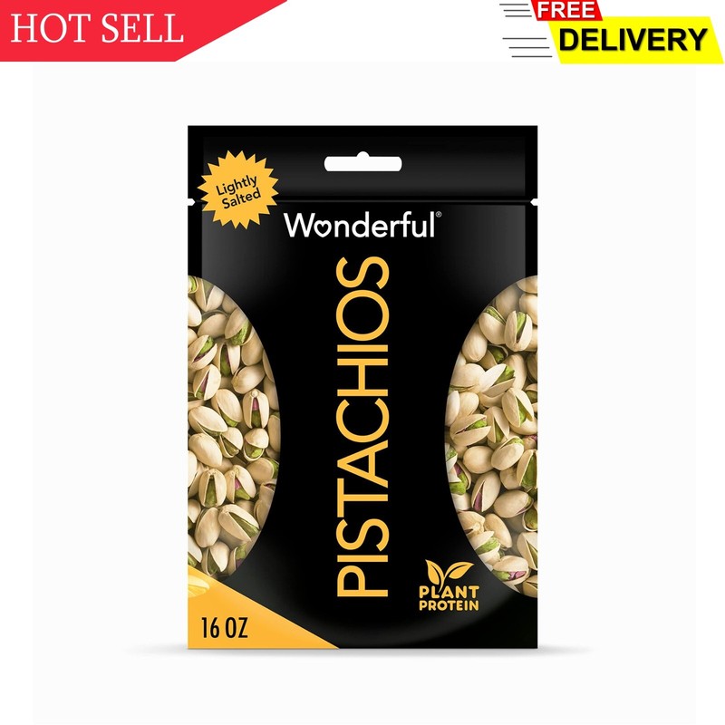 Wonderful Pistachios In Shell, Lightly Salted Nuts, 16 Ounce Resealable Bag -...