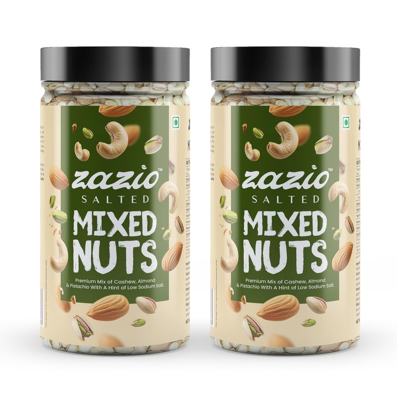Zazio Salted Mixed Nuts 2x250g | Premium USA Almonds, Cashews & Pistachios
