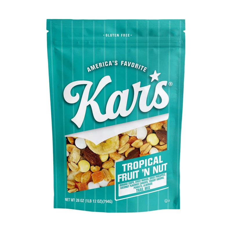 Kar’s Nuts Tropical Fruit 'N Nut Trail Mix, 28 oz Resealable Pouch (Pack of 1),