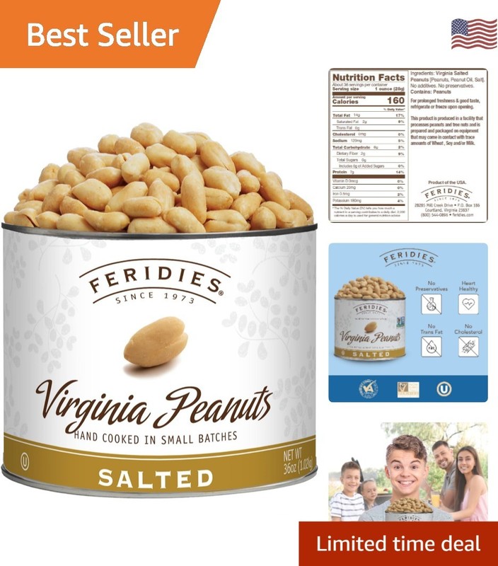 36 Oz Tin of Extra Large Lightly Salted Peanuts – Perfect for Parties & Sharing