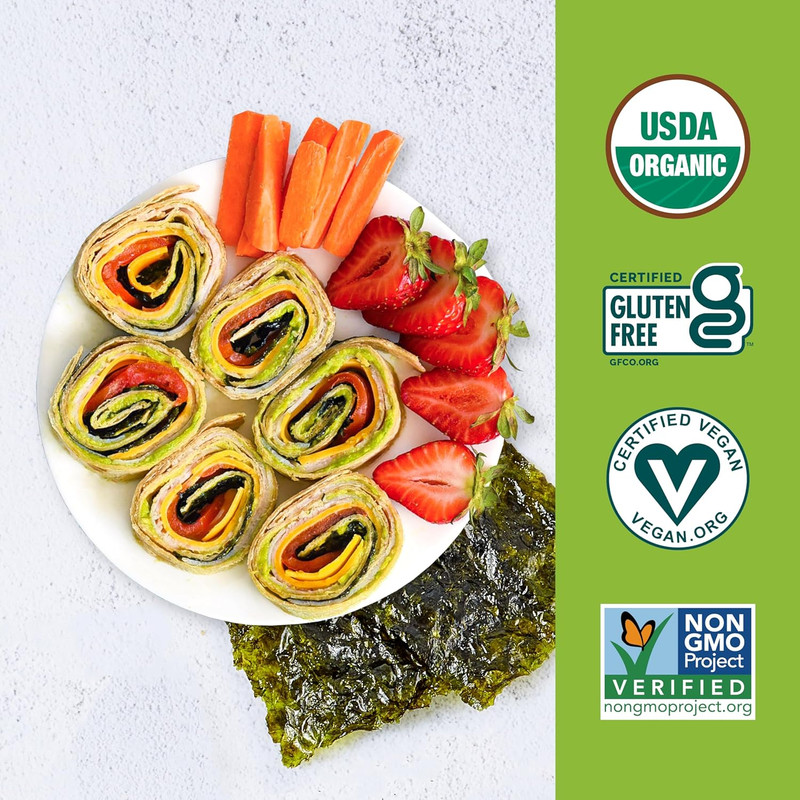 Gimme Seaweed Roasted Seaweed Big Sheets, Sea Salt Avocado Oil, 0.92oz, 10 Pack gallery