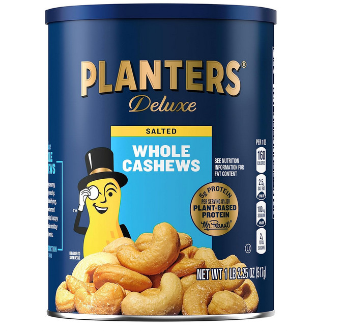 PLANTERS Deluxe Salted Whole Cashews 1 lb 2.25oz Canister