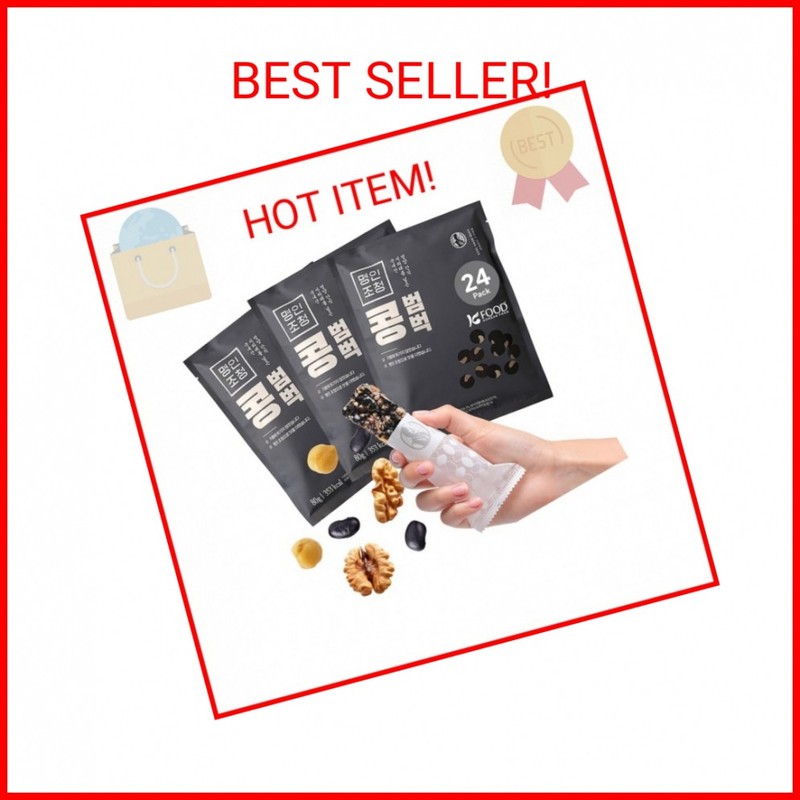 Korean Food Vegan Black Soybean Snack Bar, Roasted Grains and Nuts with Bellflow
