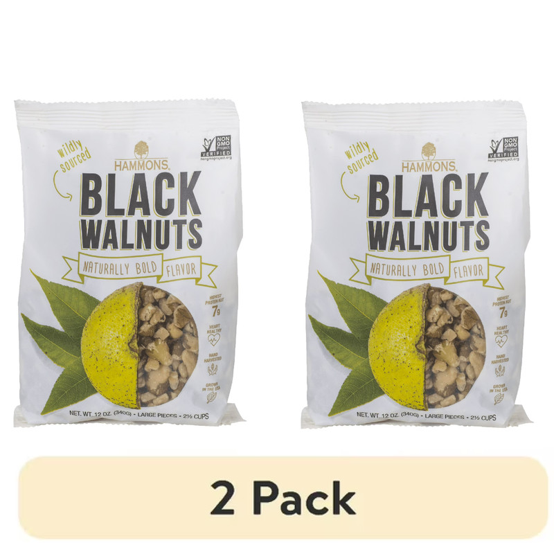Hammons Hand harvested Black Walnuts large pieces 12 oz ( 2 Pack)