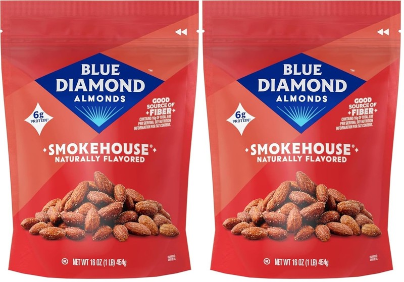 Blue Diamond Almonds Gluten Free Smokehouse Flavored Snack Nuts,16 Oz Resealable